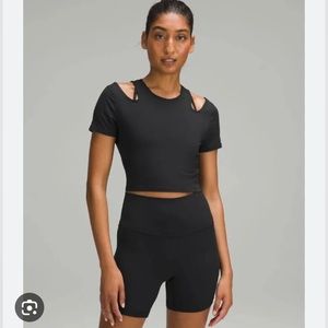 Lululemon Black Cutout Cropped T Shirt